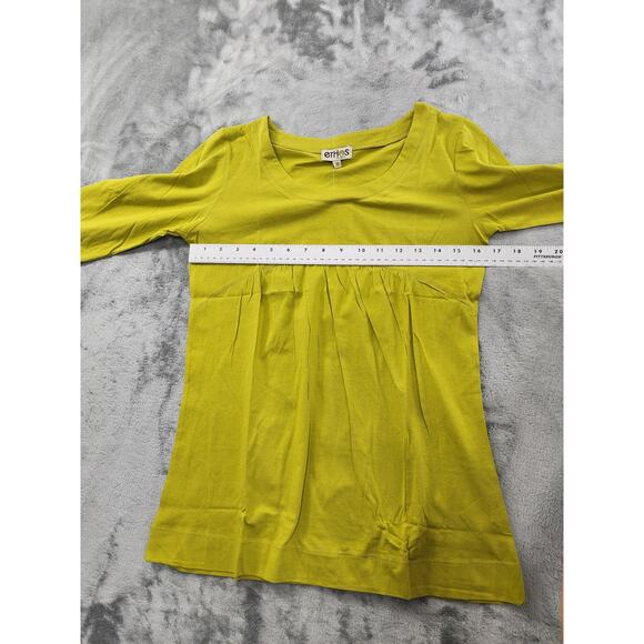 NEW Ethos Paris Tornado Long Sleeve Top Size M Green Scoop Neck Organic Cotton - Picture 9 of 10